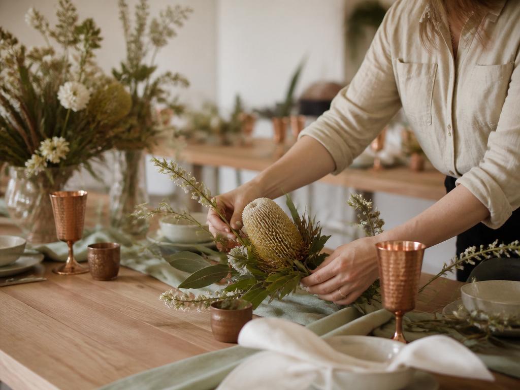 Detail of considered styling and natural texture at a Spark & Willow event